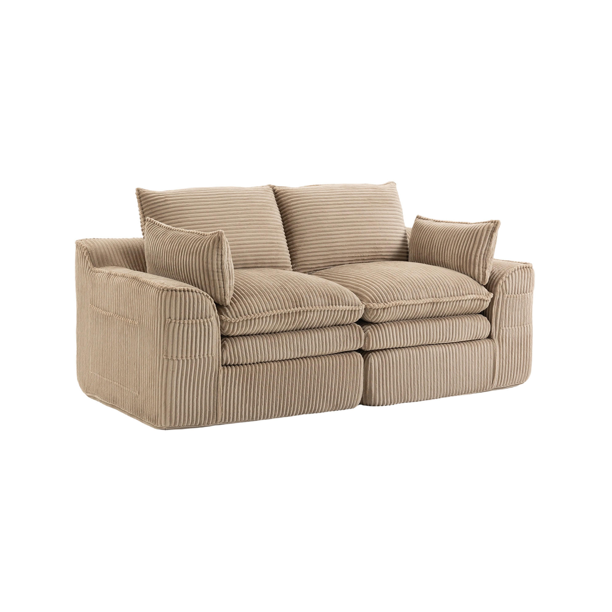 2-SITZER-SOFA 191/94/85 cm mit Seitentaschen, Kissen und Federkern, Khaki - Beige, Textil (191/85/94cm) - Redom