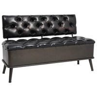 SITZBANK mit Stauraum und Rückenlehne 110cm Schwarz Kunstleder - Schwarz, Textil (110/75/52cm) - furnicato