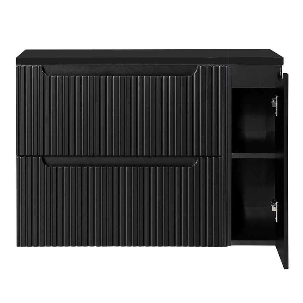 WASCHBECKENSCHRANK Newport-56 - Schwarz, Holzwerkstoff (100/60/40cm) - Lomado