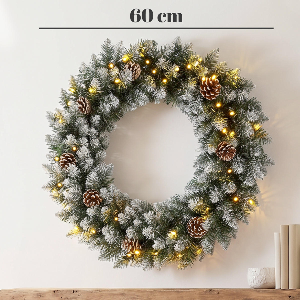 WEIHNACHTSKRANZ PVC Stahl Grün - Grün, Kunststoff (60/12/60cm) - HOMCOM