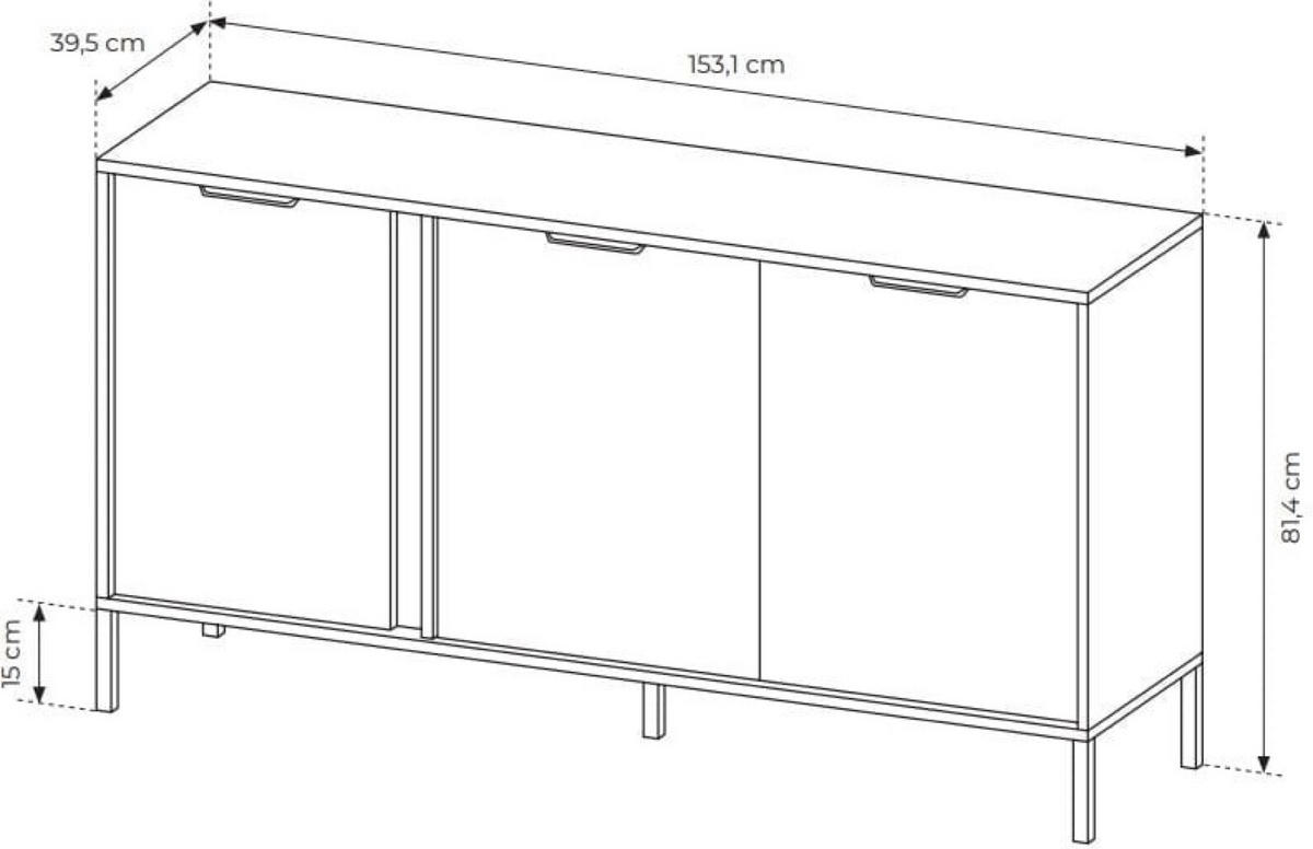 SIDEBOARD Anthrazit LARYSA C Mit Schränken Mit Metallgestell - Graphitfarben, Holzwerkstoff (153.1/81.4/39.5cm) - Sepro Meble