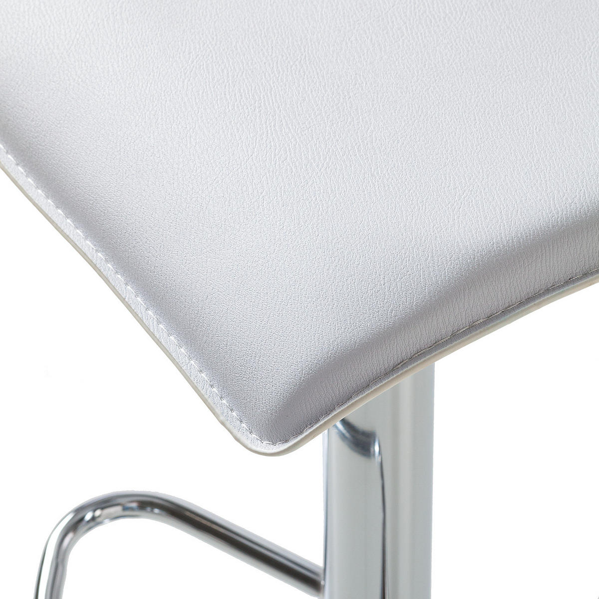 BARHOCKER - 2er-Set - Metall / Kunstleder - Chromfarben/Weiß, Kunststoff/Metall (38/63/39cm) - home24