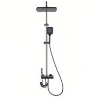 ÜBERKOPFBRAUSESET LED Messing Thermostat Dusche - Dunkelgrau, Metall (20/135/31cm) - Kaket