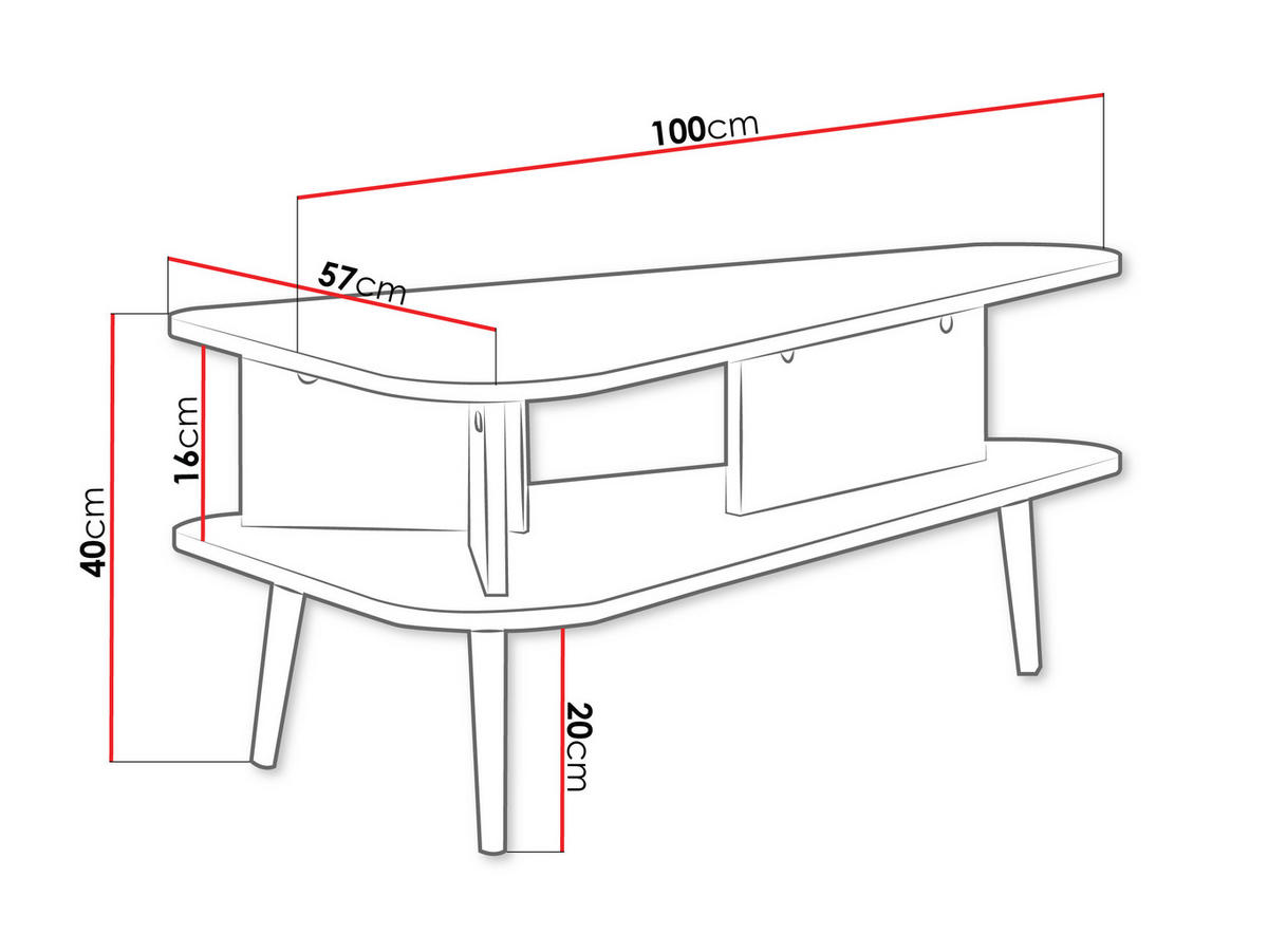 COUCHTISCH Pinelli PE02 - Schwarz/Braun, Holzwerkstoff/Metall (57/100/40cm) - MIRJAN24