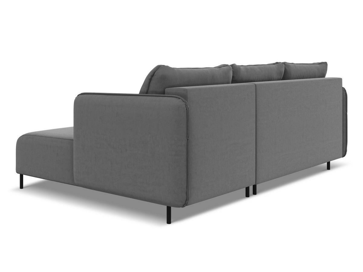ECKSOFA mit Schlaffunktion Samt Stoff Grau - Schwarz/Grau, Holz/Textil (236/162cm) - Makamii