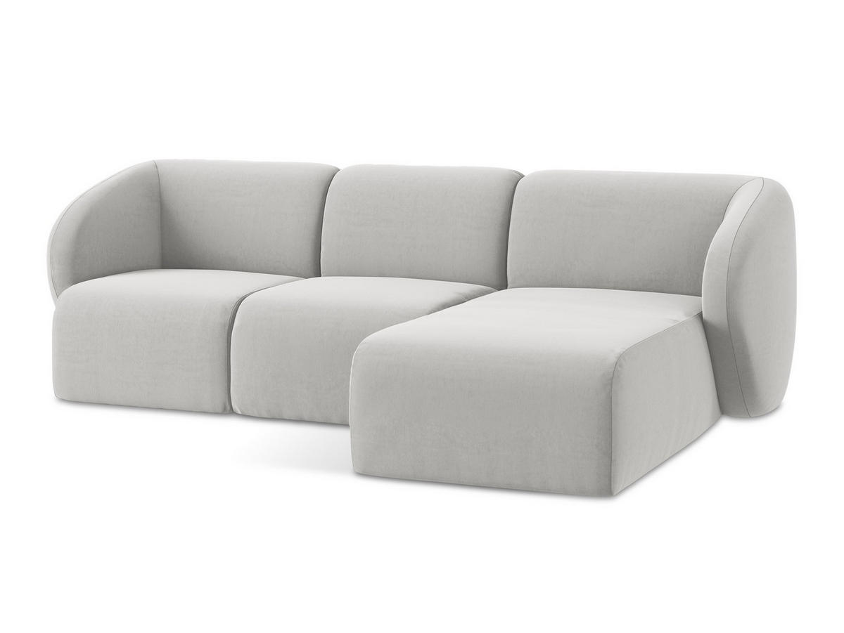3-SITZER SOFA Bouclé Stoff Grau - Silberfarben/Schwarz, Holzwerkstoff/Kunststoff (244/75/94cm) - Makamii