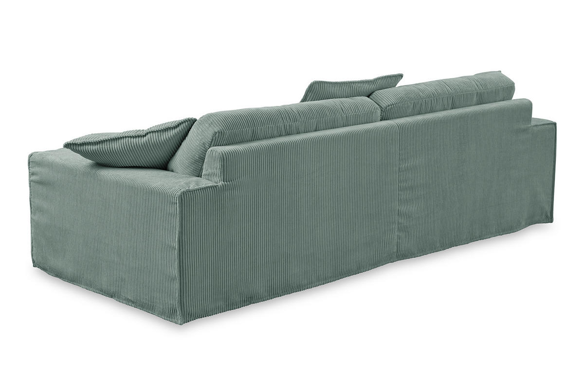 SOFA XL NETTA Petrol Cord - Petrol/Braun, Birkenholz/Textil (258/90/116cm) - KAWOLA