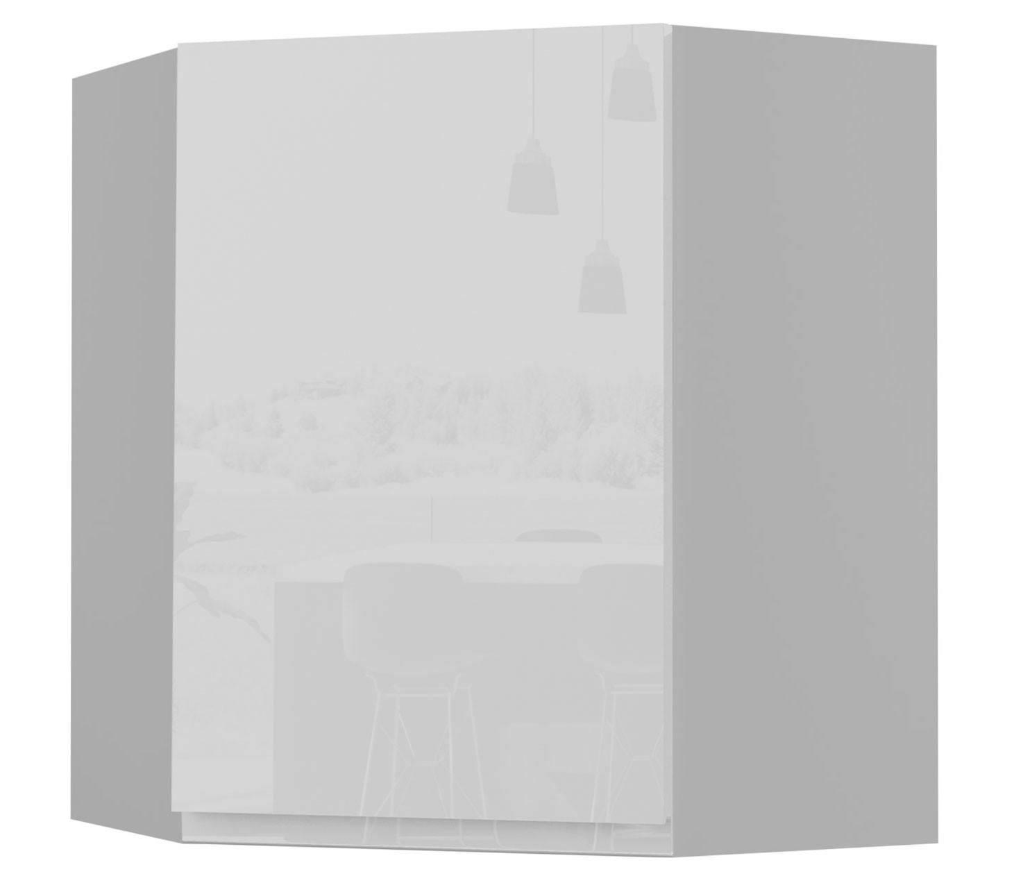 HÄNGESCHRANK Florence W10/60 Grau / RAL 9003 signalweiß HG 60 / 60 / 72cm - Türanschlag links - Weiß Hochglanz/Grau, Holz/Holzwerkstoff (60/72/60cm) - Feldmann-Wohnen