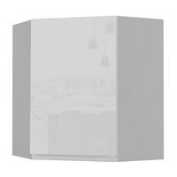 HÄNGESCHRANK Florence W10/60 Grau / RAL 9003 signalweiß HG 60 / 60 / 72cm - Türanschlag links - Weiß Hochglanz/Grau, Holz/Holzwerkstoff (60/72/60cm) - Feldmann-Wohnen