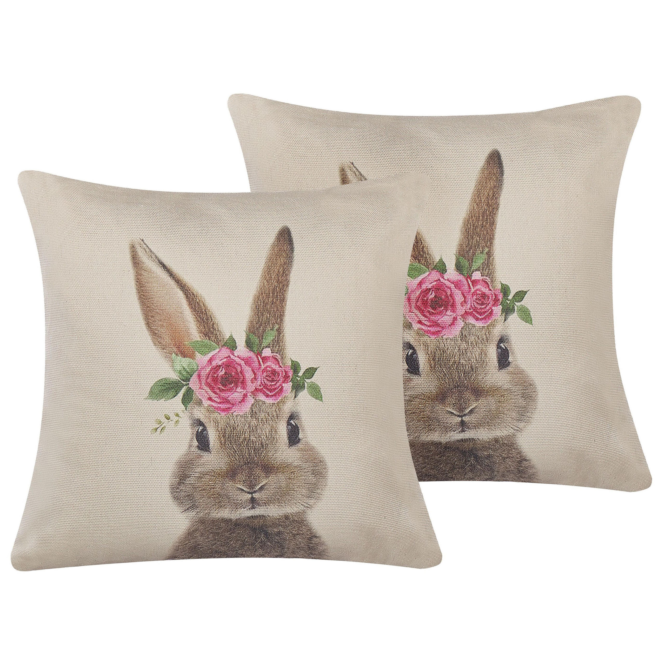DEKOKISSEN 2er-Set Taupe 45/45 cm Tulipa - Graubraun, Naturmaterialen/Textil (45/45cm) - Beliani