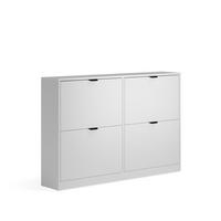 SCHUHKIPPER Gizmo, Weiß, 115 x 77.6 cm mit 2x2 Fächern - Schwarz/Weiß, Holzwerkstoff (115/77.6/22cm) - Vicco