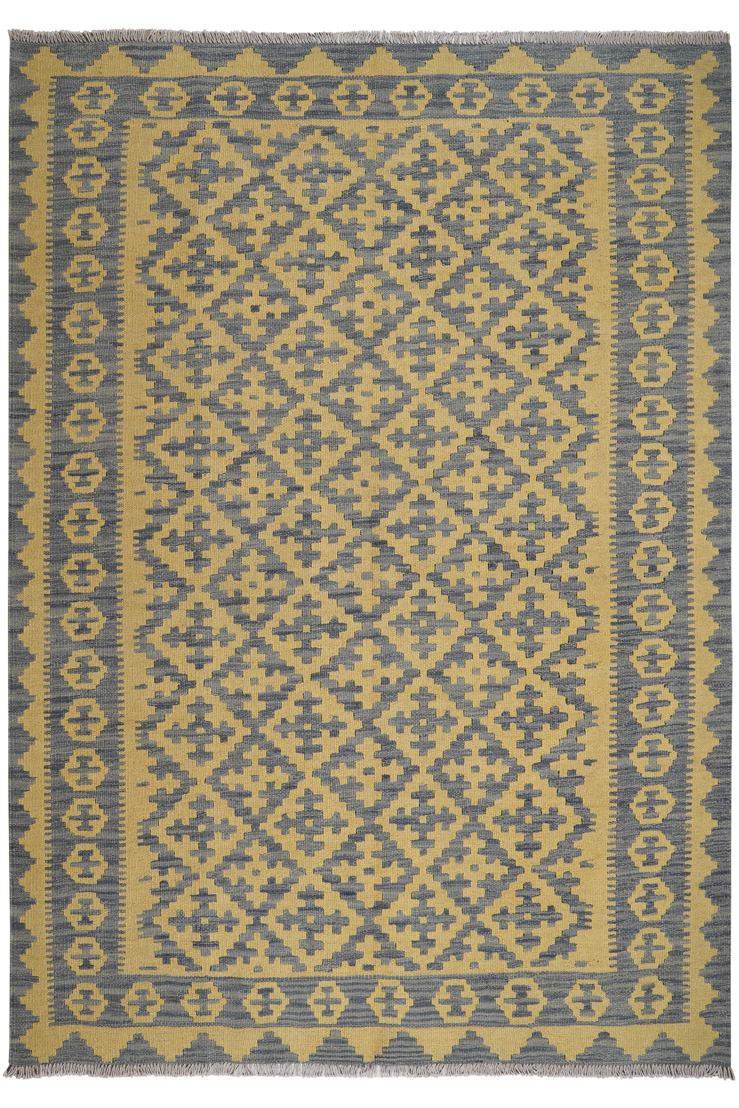 HANDWEBTEPPICH Kelim Gashgai Gelb 234/165 cm Schurwolle - Gelb, Textil (165/234cm) - Looma