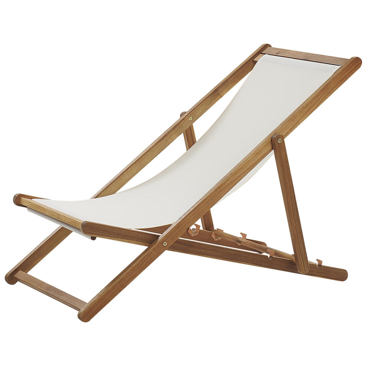 GARTENLIEGE hellbraun Textil cremeweiß Anzio - Hellbraun/Creme, Textil (54/70/97cm) - Beliani