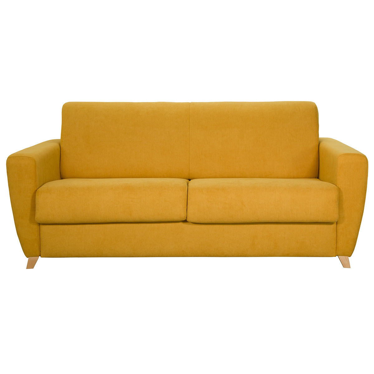 SCHLAFSOFA Skandinavisch Senfgelb Holz GRAHAM - Gelb, Textil (100/88/195cm) - Miliboo