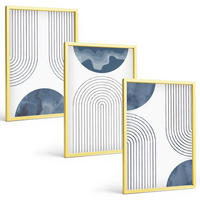 BILDER SET 3er Set - 40x60 cm Goldrahmen - Abstrakte blaue Muster - Goldfarben, Kunststoff (40/60cm) - TULUP