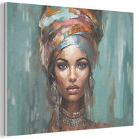AKUSTIKBILD Frau - Kunst - Schmuck - Porträt Wanddeko 70x50 cm - Blaugrau, Kunststoff (70/50/0.9cm) - MuchoWow