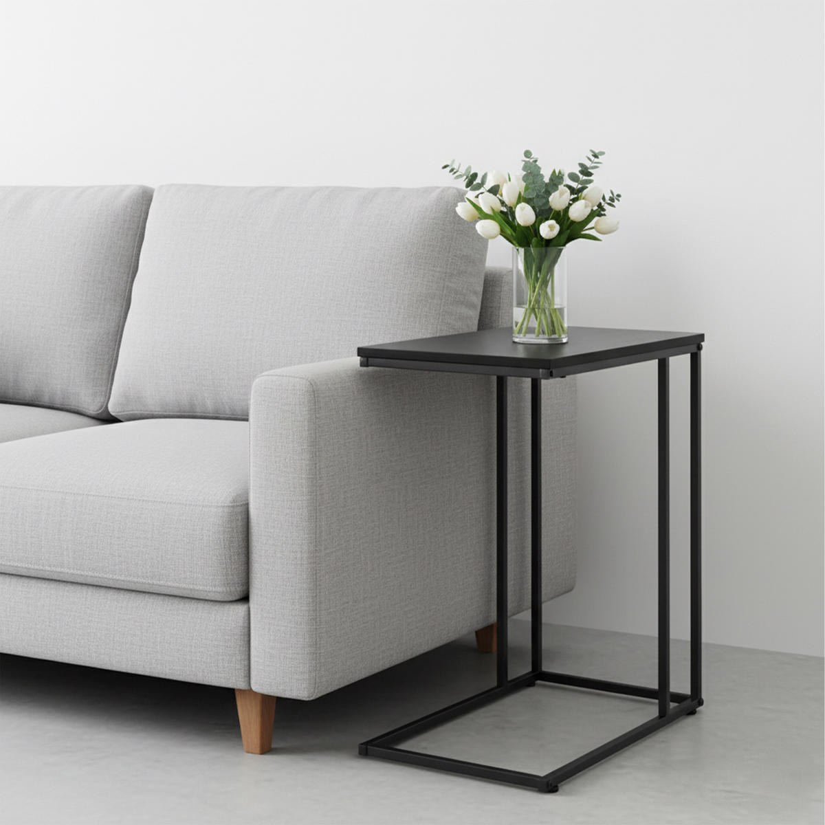 BEISTELLTISCH - Schwarz, Holzwerkstoff/Metall (35/50/64cm) - Relaxdays