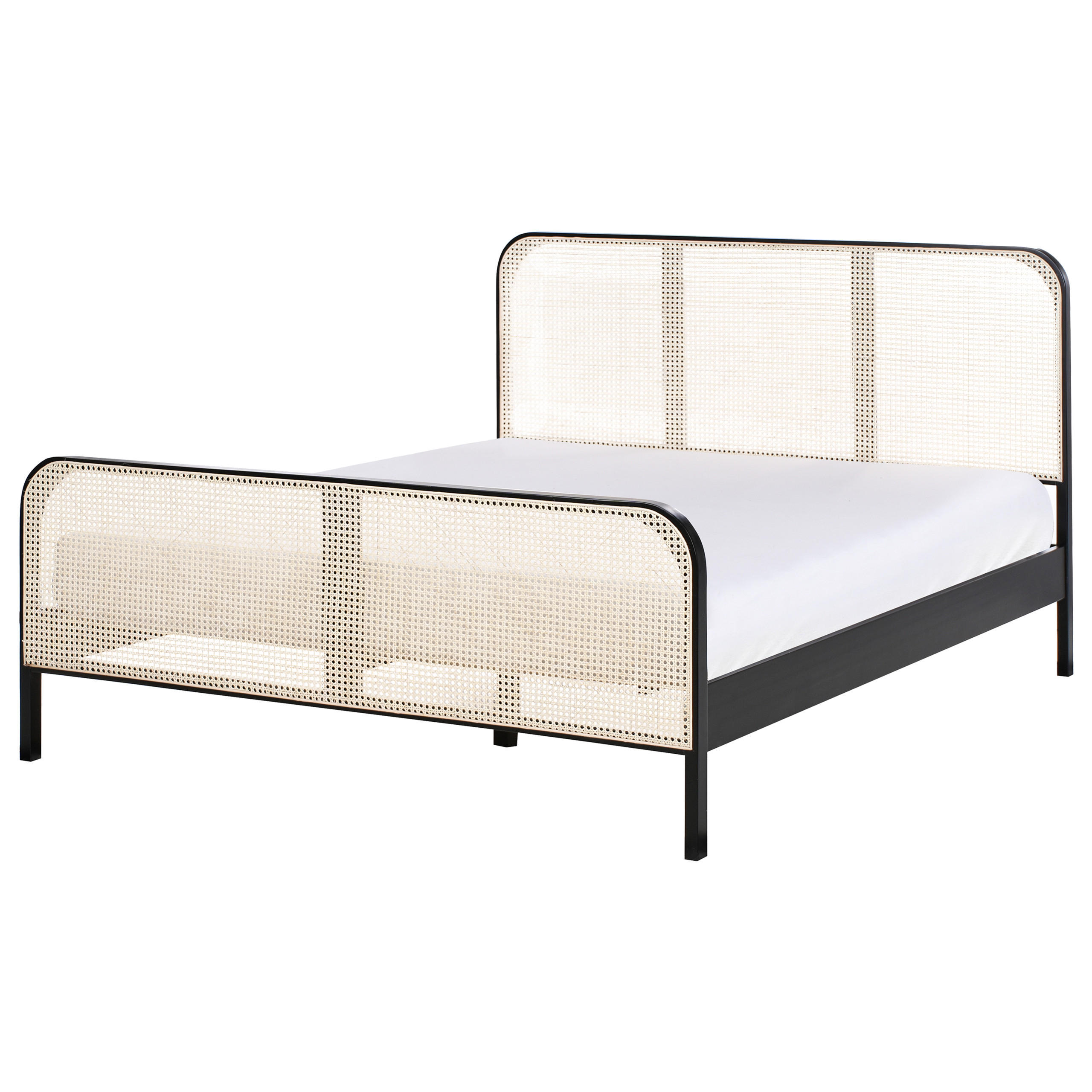 BETT mit Lattenrost 160/200 cm Hellbraun Gonfaron - Hellbraun/Schwarz, Holz (160/200cm) - Beliani