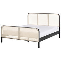 BETT mit Lattenrost 160/200 cm Hellbraun Gonfaron - Hellbraun/Schwarz, Holz (160/200cm) - Beliani