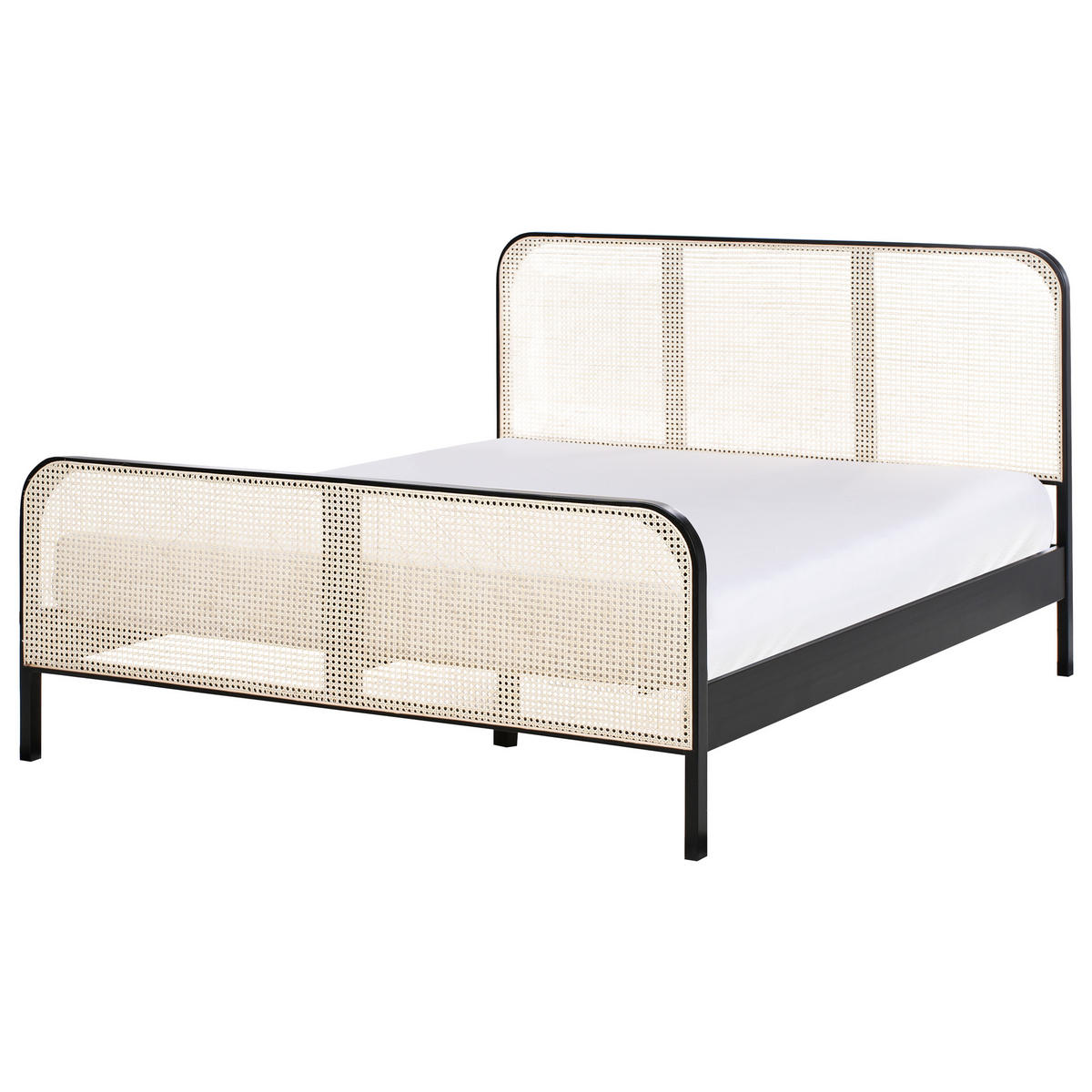 BETT mit Lattenrost 160/200 cm Hellbraun Gonfaron - Hellbraun/Schwarz, Holz (160/200cm) - Beliani