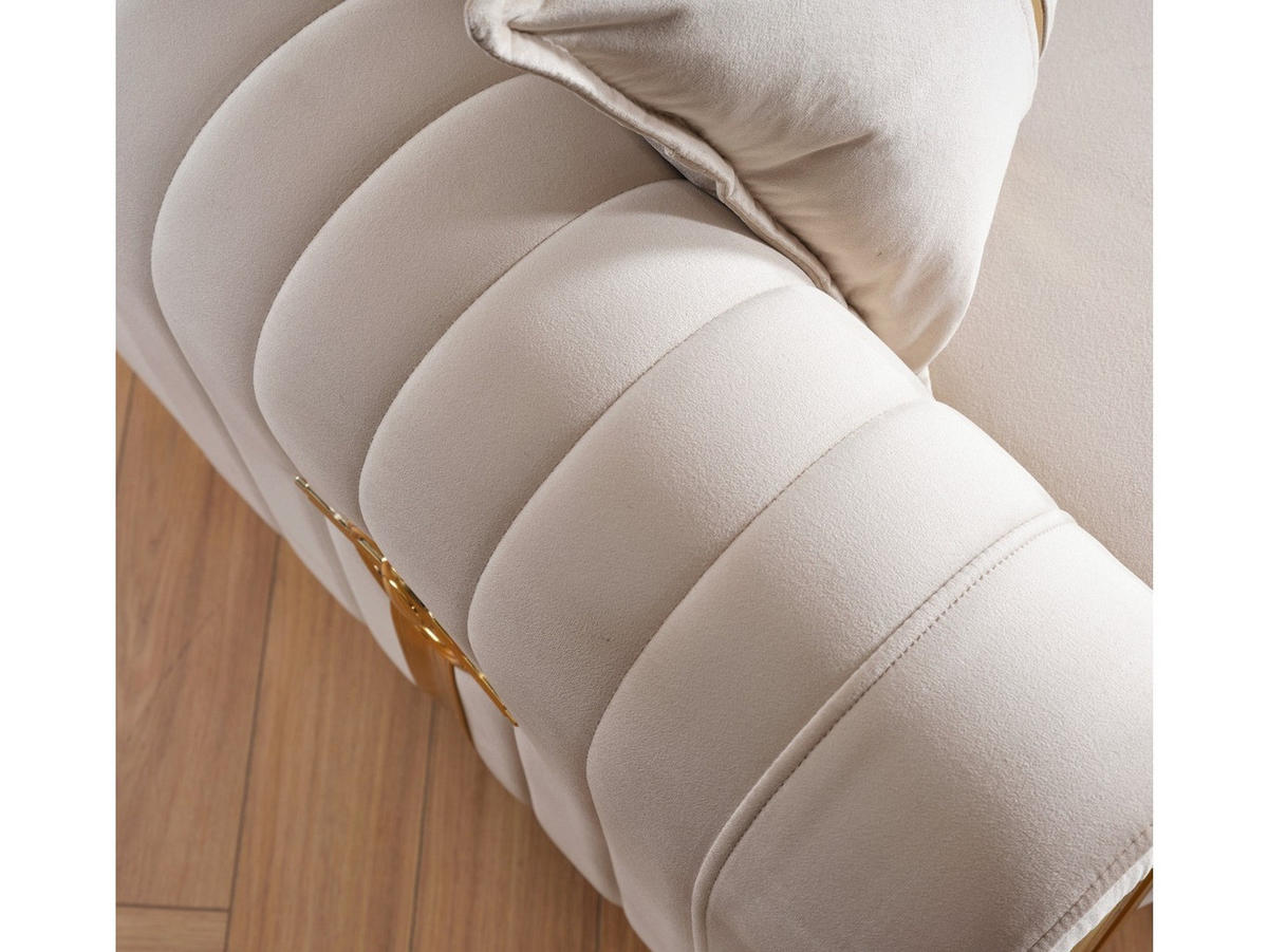 ECKSCHLAFSOFA Bogota Creme - Langer Schenkel Rechts - Creme, Holzwerkstoff/Metall (245/310cm)