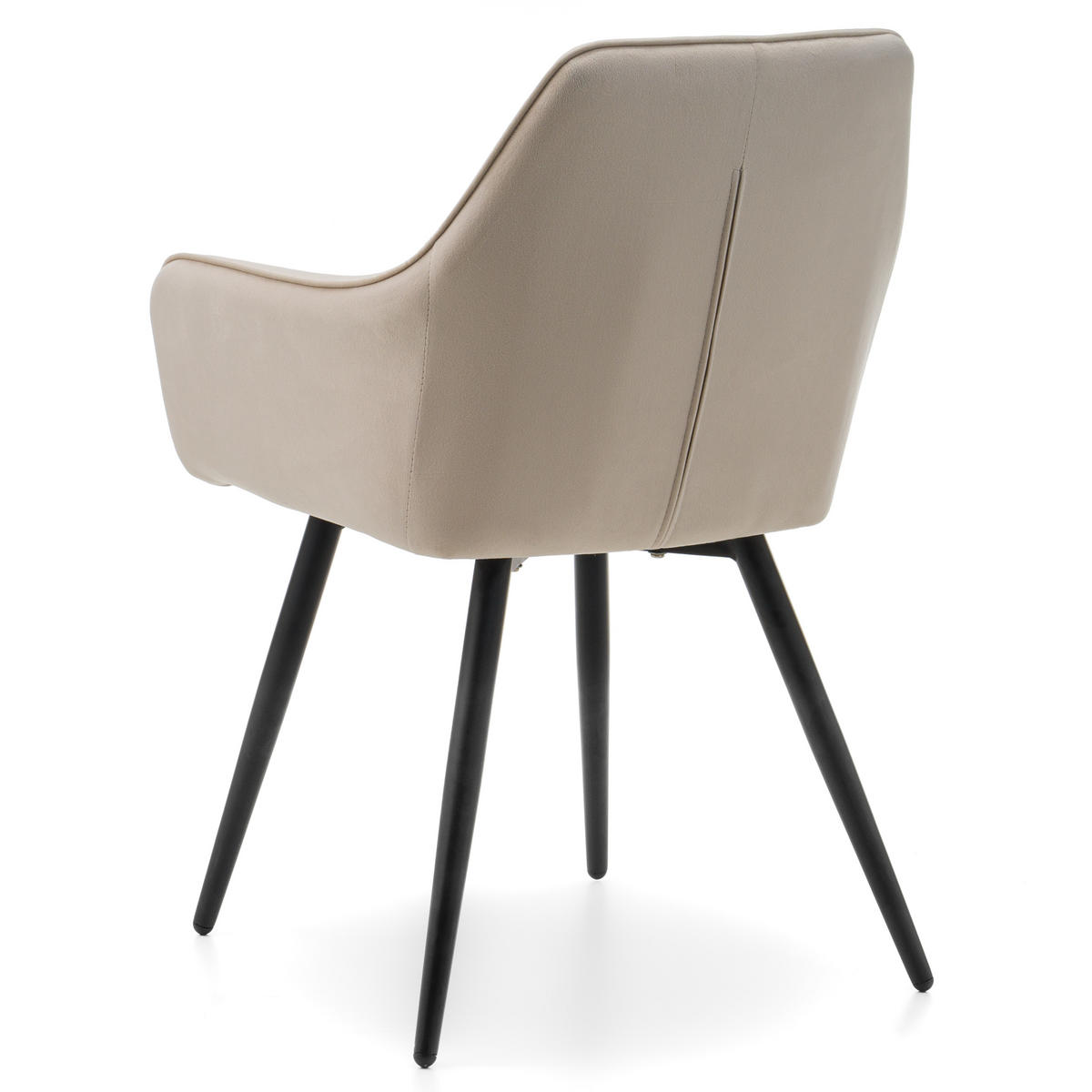 STUHL PASSO gepolstert mit Steppung - beige - Samt Velours - Ecru/Beige, Textil/Metall (58/87/60cm) - NEW HOME