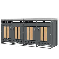 MÜLLTONNENBOX mit Pflanzkasten 4 Fächern Abschließbar Holzoptik - Grau, Metall (264/124/80cm) - PARAFTA HOME