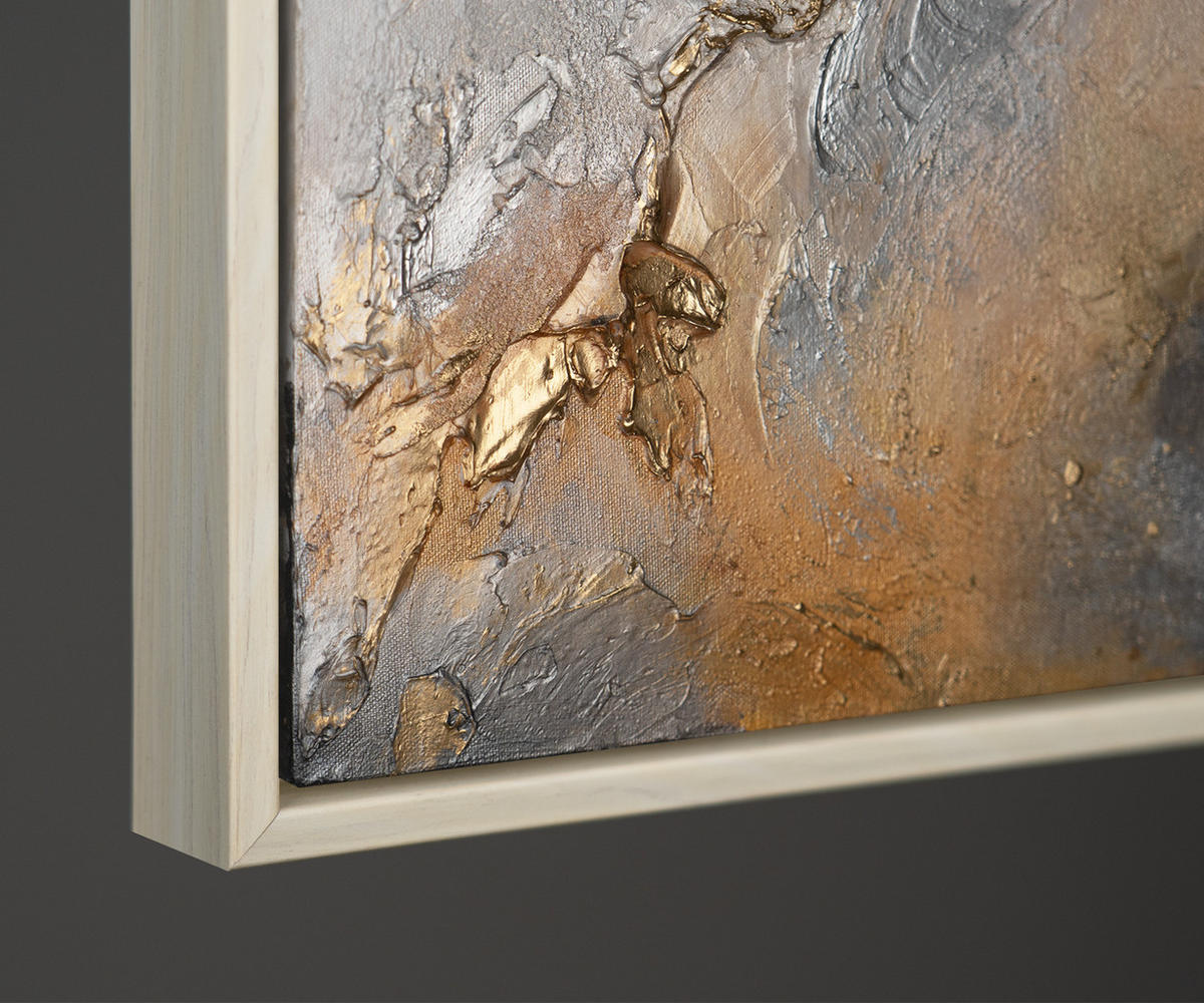 GEMÄLDE Harmonie von Gold und Silber II Schattenfugenrahmen Beige 120x80 cm - Beige, Holz (120/80cm) - YS-art gallery