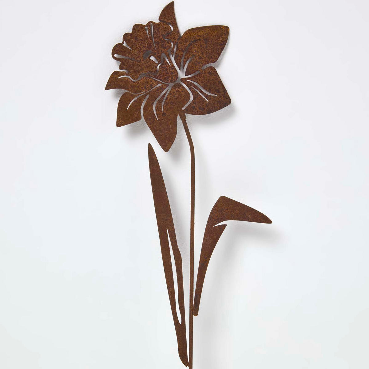 GARTENSTECKER Metall – 2er-Set Osterglocken Gartendeko in Rostoptik - Braun, Metall (37cm) - Homescapes