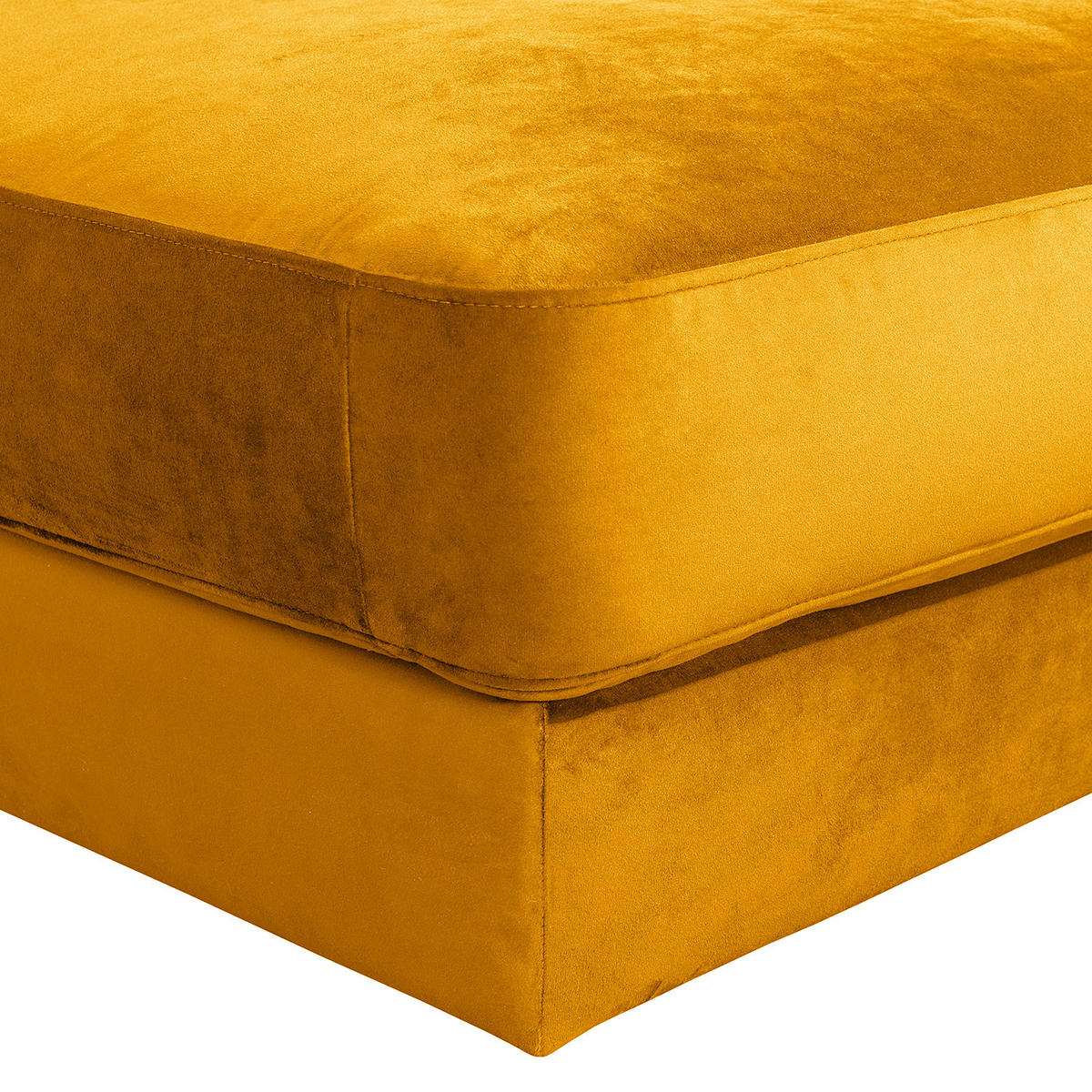 POLSTERHOCKER - Samt - Gelb/Schwarz, Textil/Metall (112/42/112cm) - home24