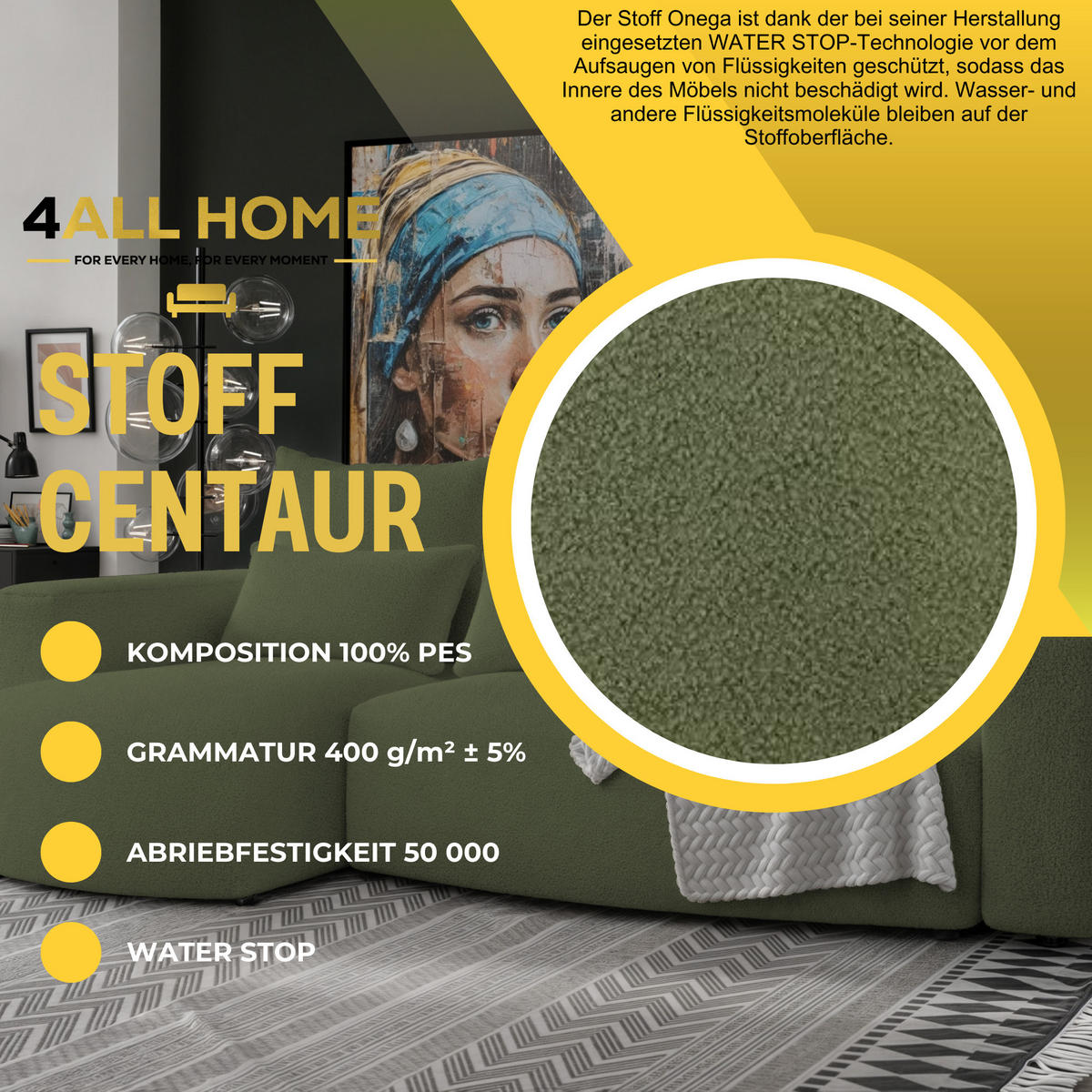 ECKSOFA Travis mit Bettkasten und Schlaffunktion, L-Form, Boucle, Universal - Olivgrün, Holzwerkstoff (248/148cm) - 4ALL HOME