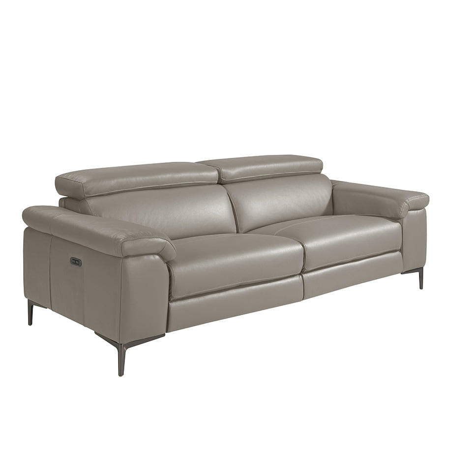 SOFA 3-SITZER Dunkelgrau Dunkler Stahl 214/102/97 cm - Dunkelgrau/Grau, Leder (214/97/102cm) - ANGEL CERDA