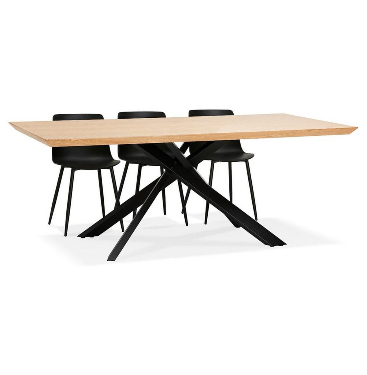 ESSTISCH Massivholz Metall X-Gestell Verschiedene Varianten NERIXO, Beige-Schwarz 200x100x75,5 cm - Beige/Schwarz, Holz/Metall (100/200/76cm) - KADIMA DESIGN