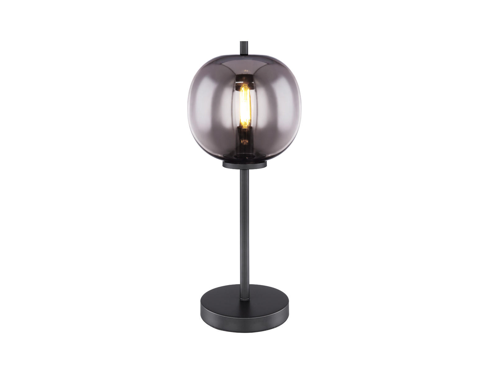 LED-TISCHLEUCHTE Schwarz Höhe 45cm, Glaskugel Rauchglas - Schwarz, Glas/Metall (19/19/45cm) - meineWunschleuchte