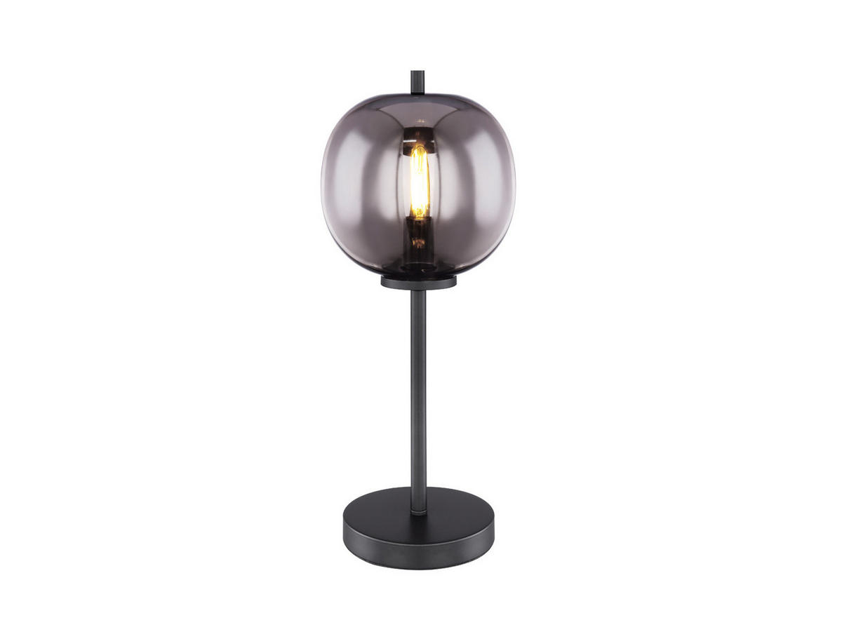 LED-TISCHLEUCHTE Schwarz Höhe 45cm, Glaskugel Rauchglas - Schwarz, Glas/Metall (19/19/45cm) - meineWunschleuchte