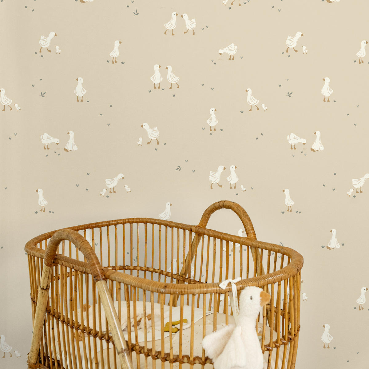 TAPETE Little Goose - Beige/Weiß, Papier/Kunststoff (52/1000cm) - Little Dutch