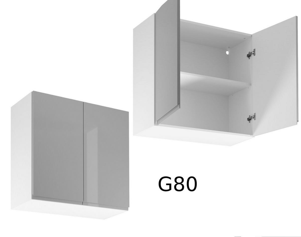 KÜCHENZEILE 260 cm – Aspen KA1-M260 - in Grau/Hochglanz - Grau, Holz (260/212/47cm)