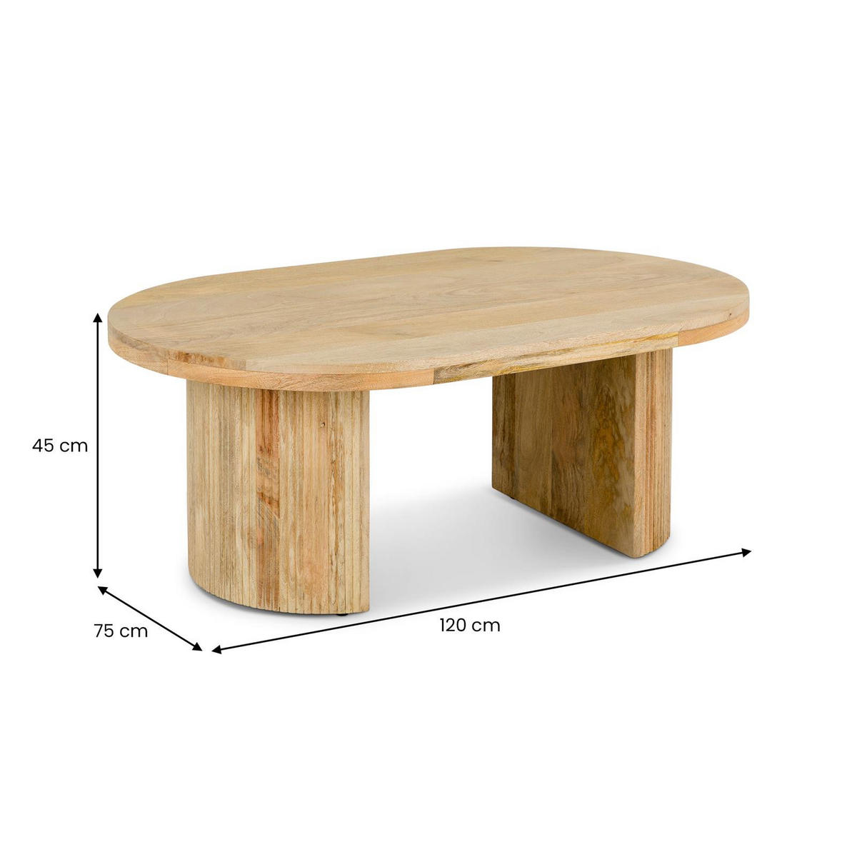 COUCHTISCH AMBA natur - Naturfarben, Holz (74/120/46cm) - IDIMEX