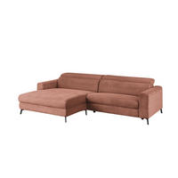 ECKSOFA LAISKA Braun Cord - Dunkelbraun/Schwarz, Textil/Metall (282/177cm) - KAWOLA