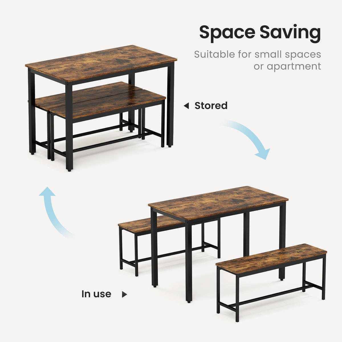 ESSGRUPPE DE-39327 4-teilig, mit 2 Bänken Braun - Braun, Holzwerkstoff (110/75/60cm) - ComfortXL
