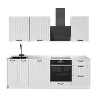 KÜCHENZEILE Fame-Line, Weiß Landhaus/Weiß, 230 cm, AP Marmor - Weiß, Holzwerkstoff (230/206.8/60cm) - Vicco