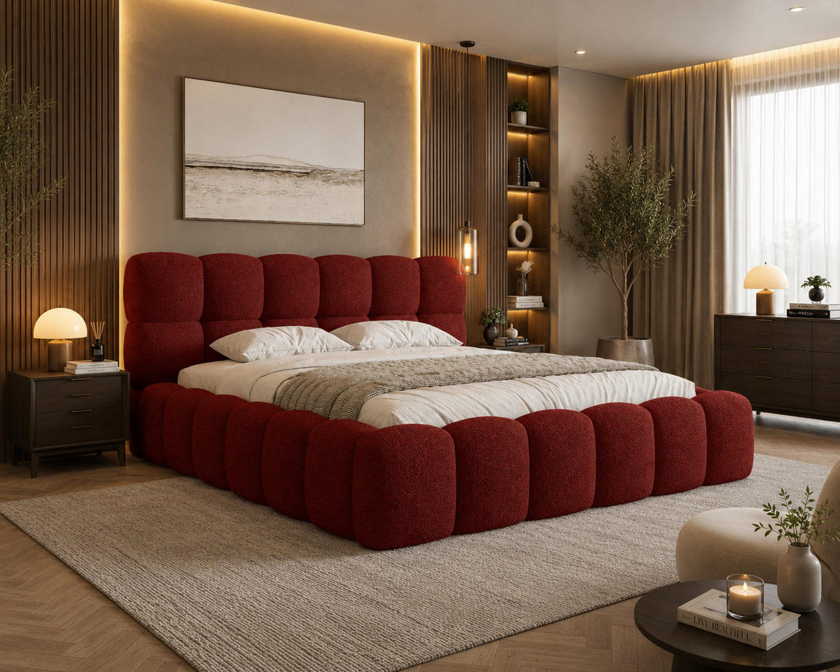 POLSTERBETT 19 - 140x200 cm – Arena – Bett mit Federmechanismus und Stauraum - Rot, Holz (140/200cm) - ROYAL24_MARKT