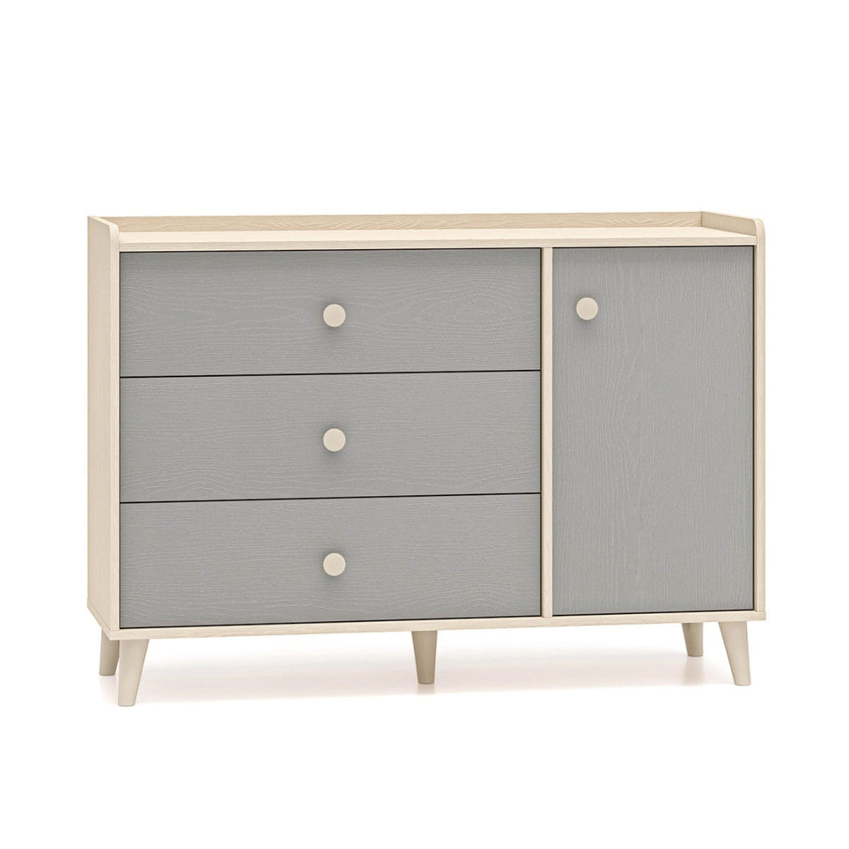 DETSKÁ KOMODA Alycia Béžová - Sivá - Efekt dreva - sivá, drevo (120/85/40cm) - Petits-meubles