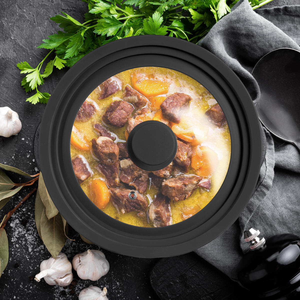 POKLICE na hrnec - různobarevná, plast/sklo (27.5/27.5/5cm) - Relaxdays