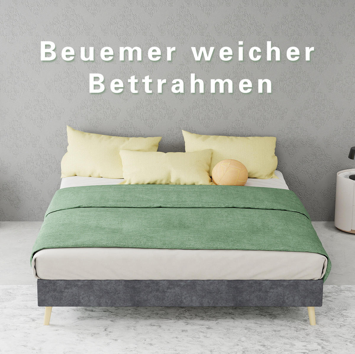 POLSTERBETT 140/200 cm mit Matratze, stabile Mehrfachstützung und schneller Montage, Grau - Grau, Textil (140/200cm) - Redom