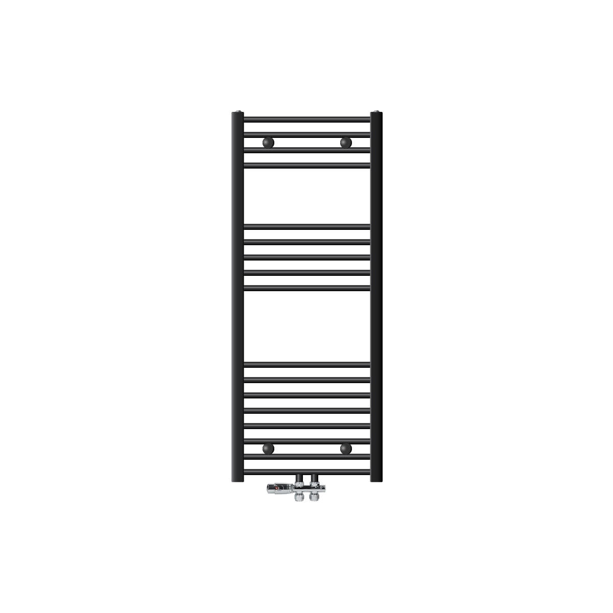 BADHEIZKÖRPER Sahara 500x1200 mm Anthrazit gerade mit Ventil Durchgang - Anthrazit, Metall (50/120/3cm) - LuxeBath