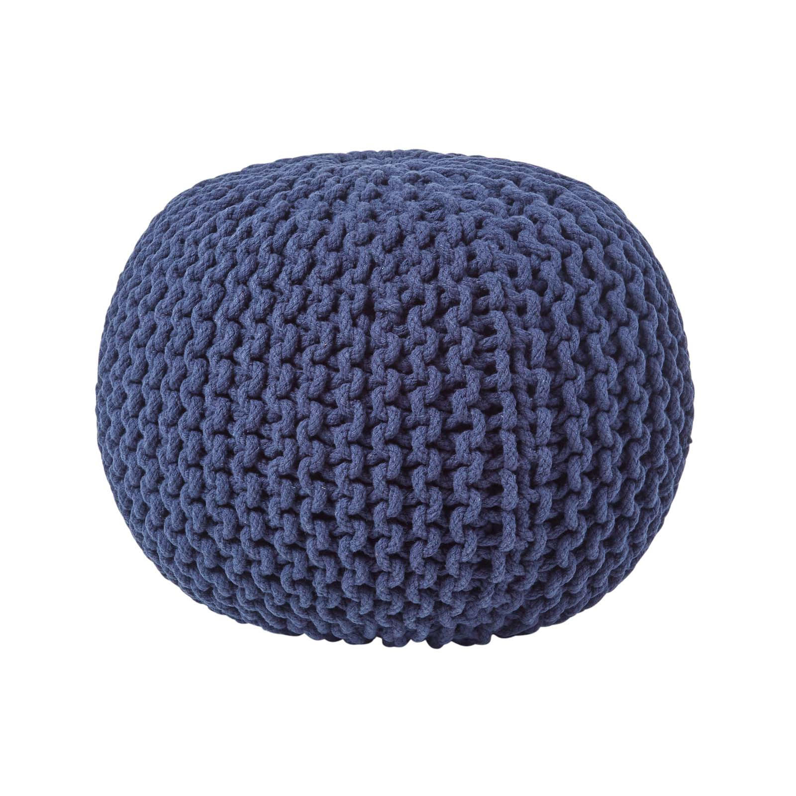 Homescapes Strick-Pouf Dunkelblau 40x35x40 cm