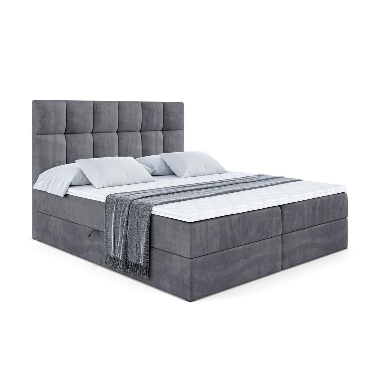BOXBETT mit H4-Matratze und Lattenrost - RICAR - 120x200 Dunkelgrau - Dunkelgrau, Holzwerkstoff (120/200cm) - ALTDECOR