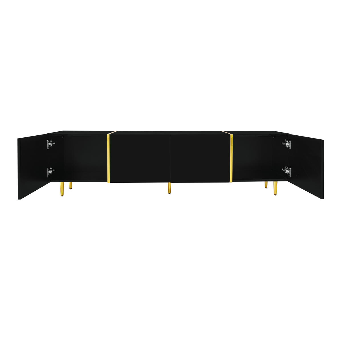 TV-SCHRANK Lowboard Hochglanz schwarz 4 Türen - Schwarz, Holz (170/46/35cm) - LEBENLANG