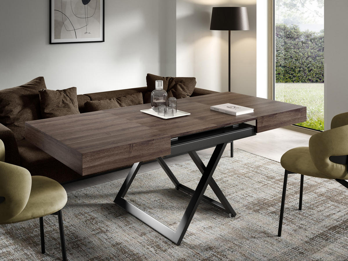 COUCHTISCH SANNA U - Anthrazit/Schwarz, Holzwerkstoff/Metall (80/120/27cm) - Meblini